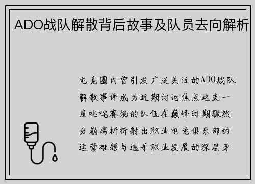 ADO战队解散背后故事及队员去向解析
